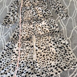 ASOS Black and Cream Spotted Tiered Midi Dress